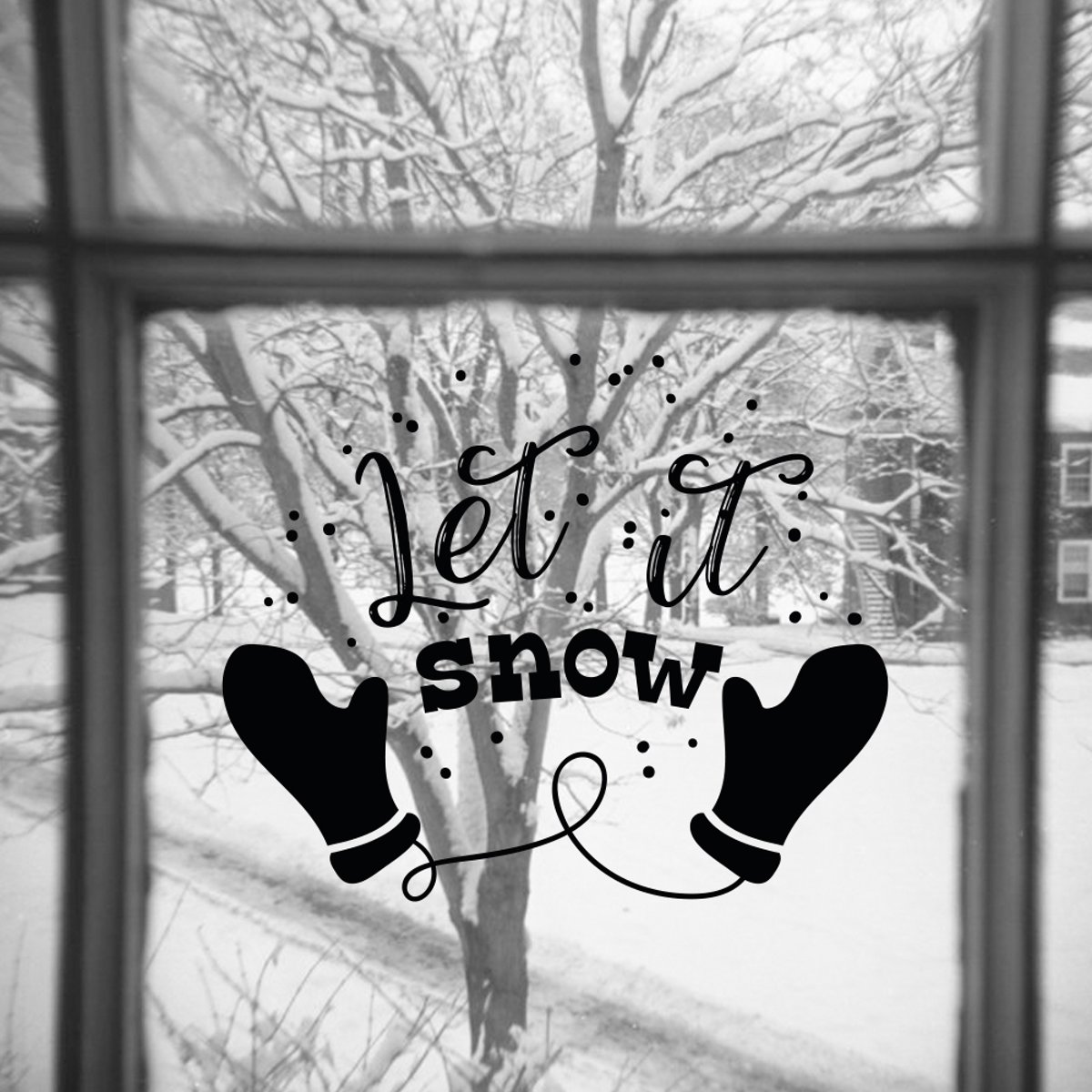 Kerststicker A4 | Let it Snow | Feestdecoratie